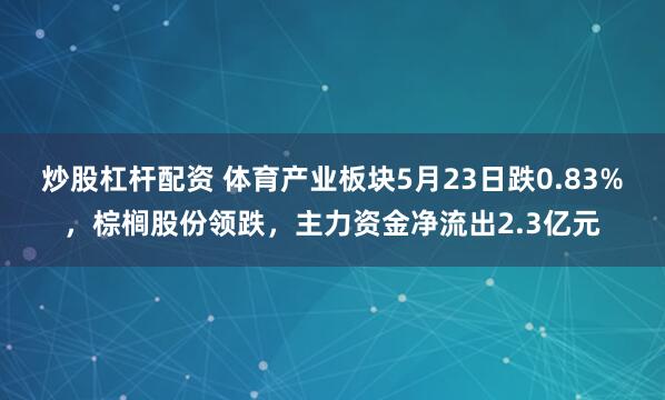炒股杠杆配资 体育产业板块5月23日跌0.83%，棕榈股份领跌，主力资金净流出2.3亿元