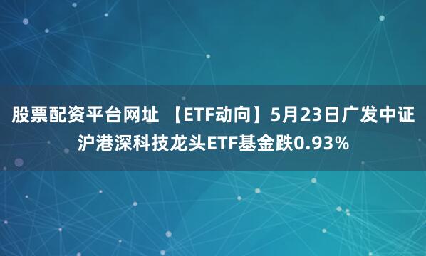 股票配资平台网址 【ETF动向】5月23日广发中证沪港深科技龙头ETF基金跌0.93%
