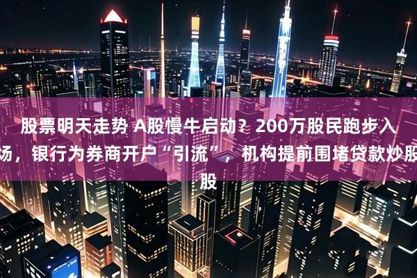 股票明天走势 A股慢牛启动？200万股民跑步入场，银行为券商开户“引流”，机构提前围堵贷款炒股